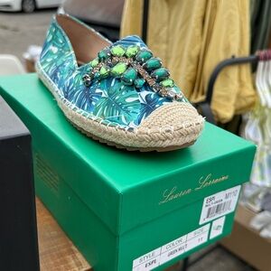 Lauren Lorraine Tropical Green Espadrille Flats